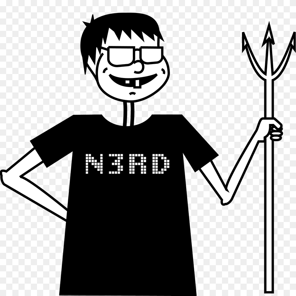 Evil Nerd With A Pitchfork Clipart, Clothing, T-shirt, Weapon, Face Free Png