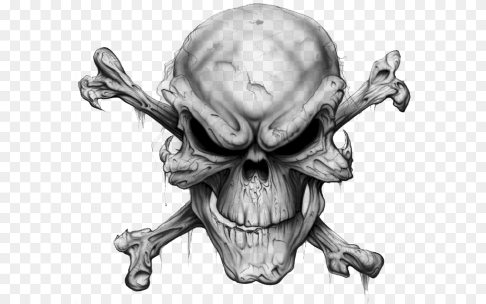 Evil Skull And Crossbones, Gray Png