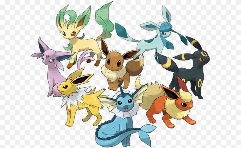 Evoluciones De Eevee Pokemon Sol, Baby, Person, Art, Cartoon Free Png