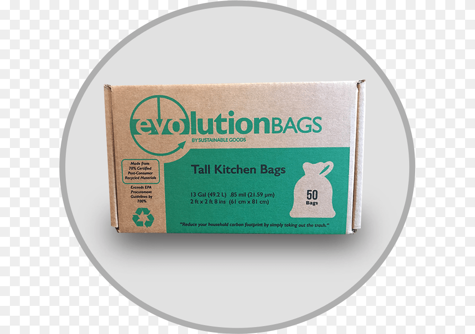 Evolution Trash Bags Tall Kitchen Trash Bag 50 Bagsbox, Box, Cardboard, Carton, Business Card Free Png Download