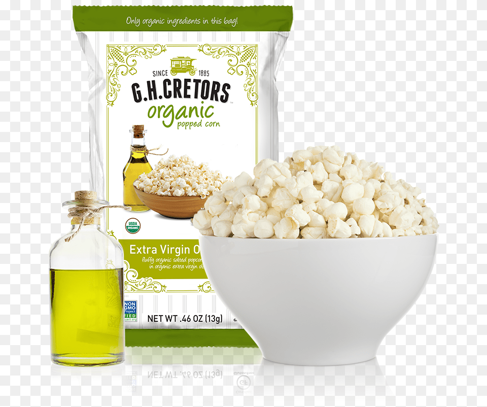 Evoo Gh Cretors Organic Popped Corn Extra Virgin Olive, Food, Popcorn, Snack, Bottle Free Png Download