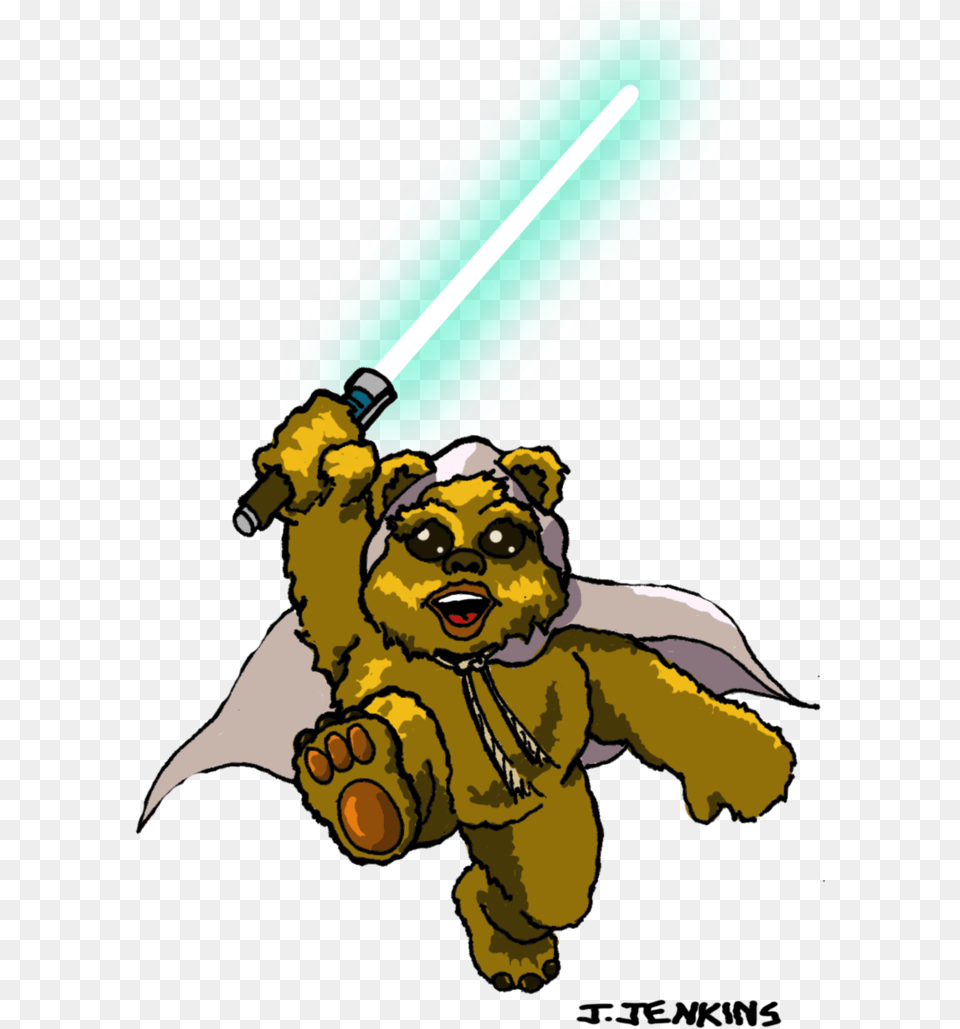 Ewok Jedi By J Jim Graphic Black And Ewok Jedi, Light, Baby, Person, Face Free Png