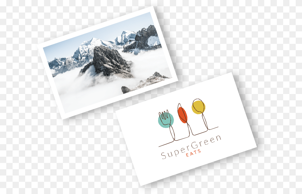 Example White Business Card Featuring Image Of Mountains Mountain Guide Business Card, Mountain Range, Nature, Outdoors, Peak Free Png