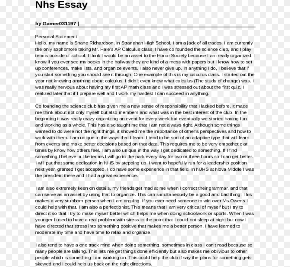 Examples Of National Honor Society Essays, Gray Free Png Download