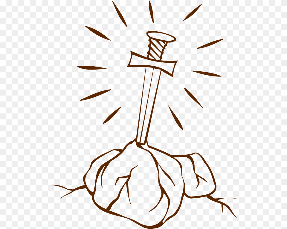 Excalibur King Arthur The Sword In The Stone Drawing Sword In The Stone Outline, Musical Instrument Free Png Download