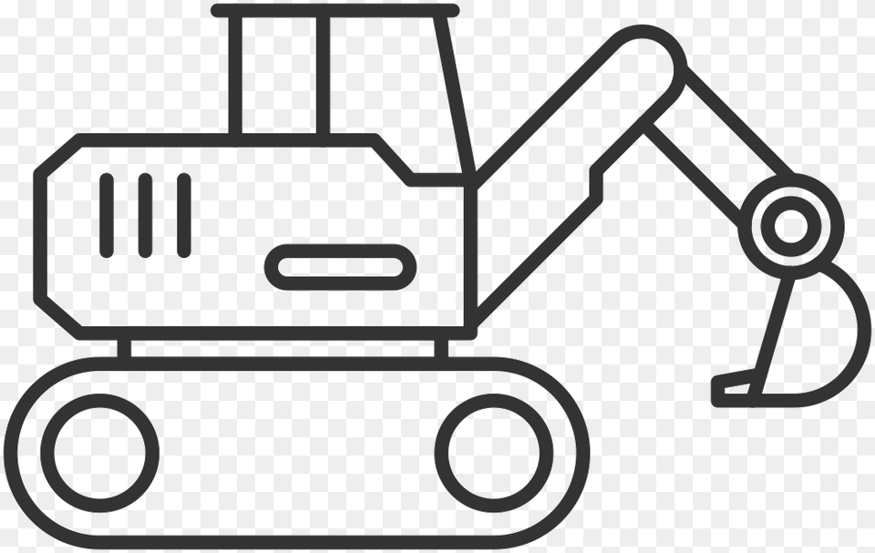 Excavator Clipart Black And White, Grass, Plant, Machine, Device Png Image