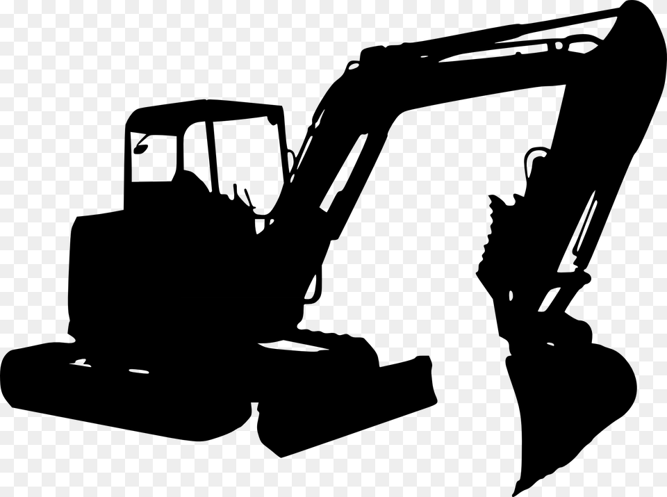 Excavator Clipart Excavator Black And White, Machine, Device, Grass, Lawn Free Transparent Png