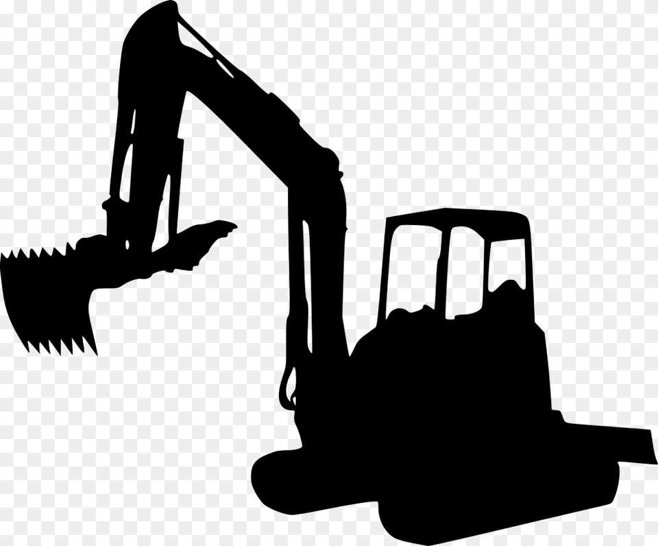 Excavator Silhouette, Gray Png Image