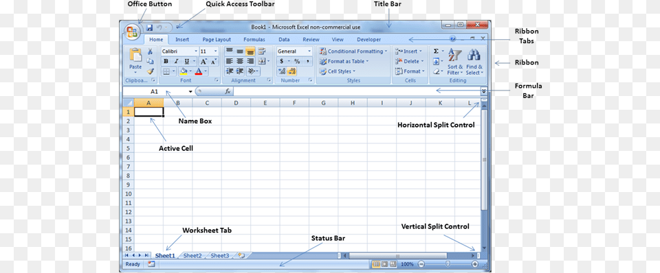 Excel User Interface Excel 2007, Computer Hardware, Electronics, Hardware, Monitor Free Png