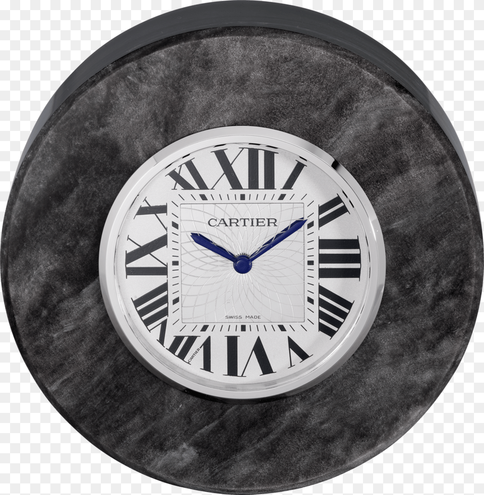 Exceptional Clock In Silver Obsidian Cartier Santos Travel Clock Silver, Analog Clock, Wall Clock, Wristwatch Png