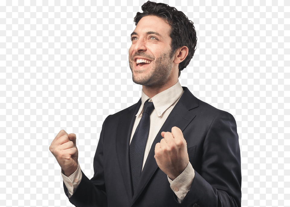 Excited Businessman With Clenched Fists Excited Business Man, Accessories, Suit, Person, Head Free Transparent Png