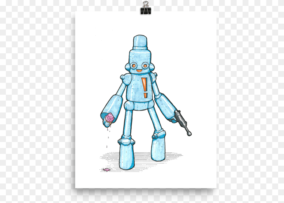 Excited Robot With Raygun Cartoon, Person, Art Png