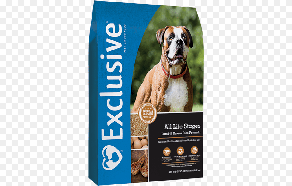 Exclusive All Life Stages Dog Food Lamb And Brown Rice Exclusive Puppy Food, Advertisement, Poster, Animal, Boxer Free Transparent Png