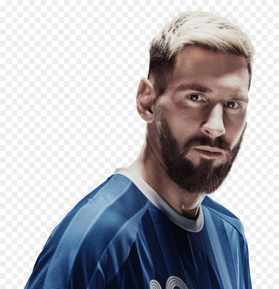 Exclusive Leo Messi Adidas Blue Blast Messi Face, Adult, Person, Man, Male Free Png Download