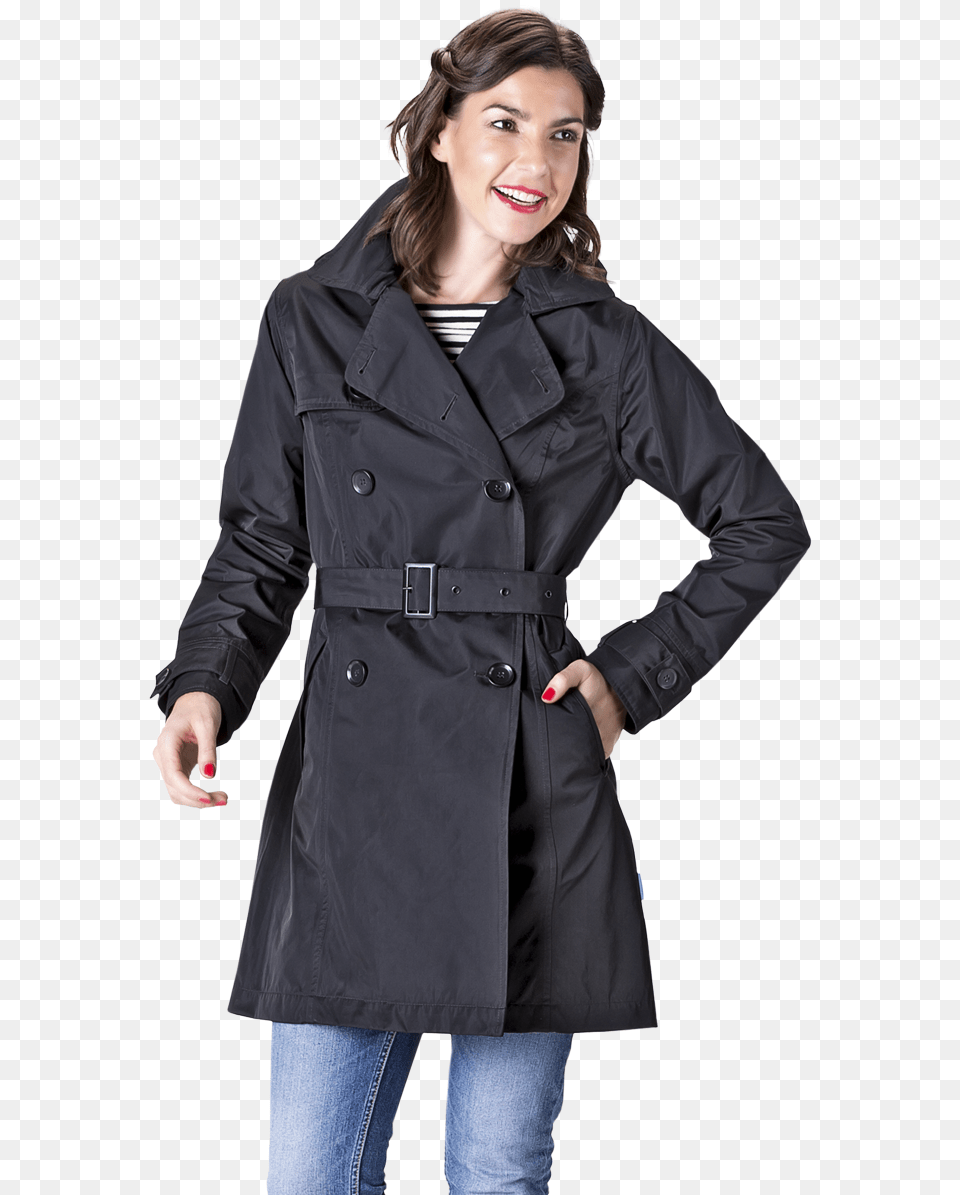 Exclusive Trench Coat Broadway Black, Adult, Person, Overcoat, Woman Png