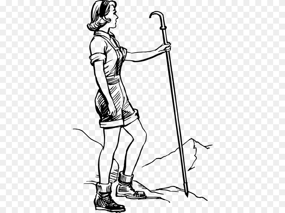 Excursionista Senderismo Escultismo Cosas Woman Hiker Clip Art, Gray Free Png
