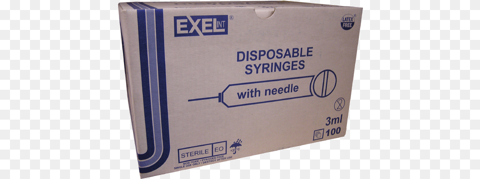 Exel 3cc 25g Exel Disposable Syringes1ml 100 Count, Box, Cardboard, Carton, Package Png Image