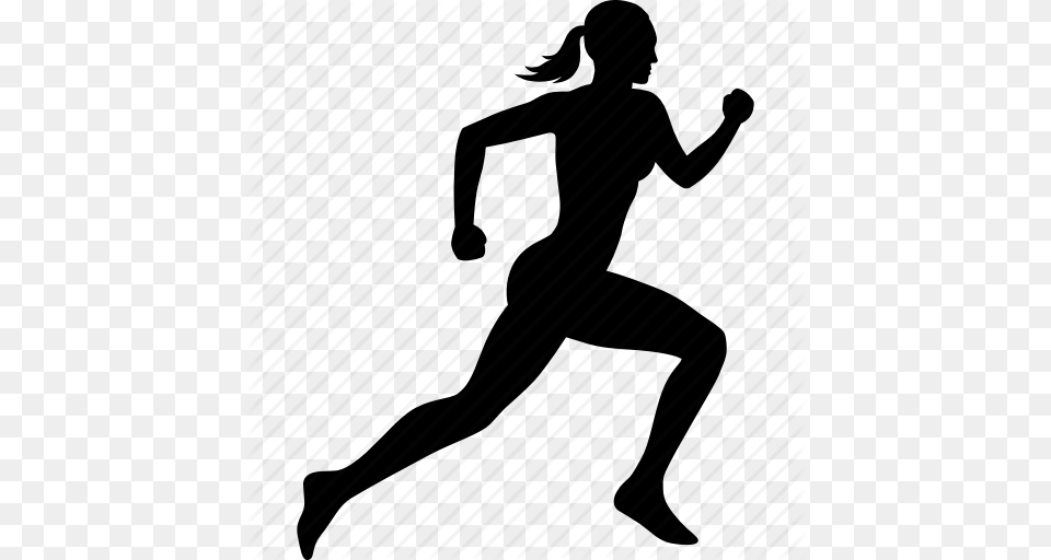 Exercise Female Fitness Run Runner Running Woman Icon, Silhouette, Dancing, Leisure Activities, Person Free Png
