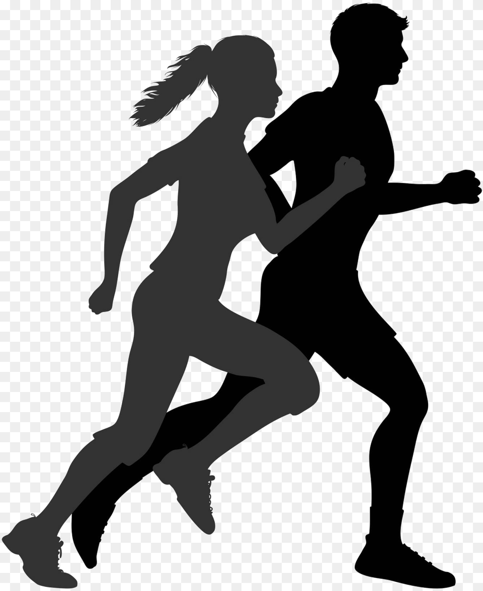 Exercise Photo Running Man And Woman Silhouette, Dancing, Leisure Activities, Person, Baby Free Transparent Png