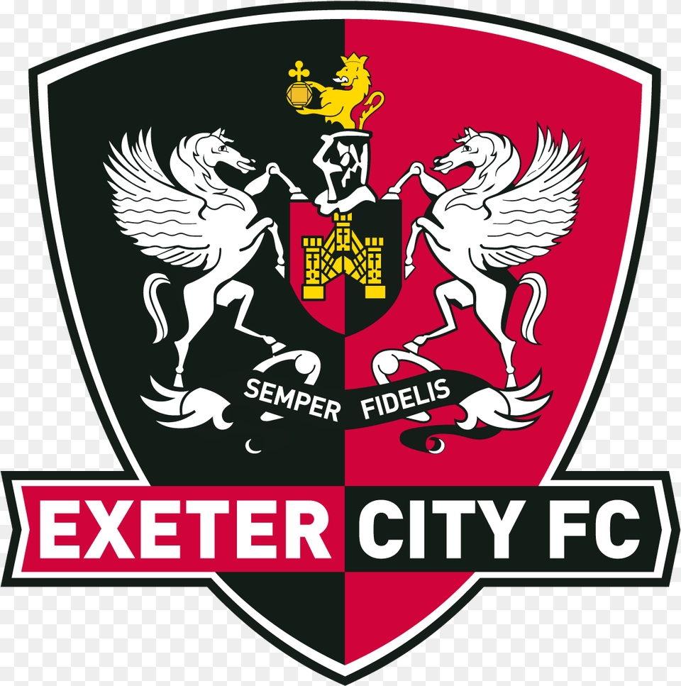 Exeter City Fc Football Club Shield Logo Vector Exeter City Fc, Emblem, Symbol, Person Free Transparent Png