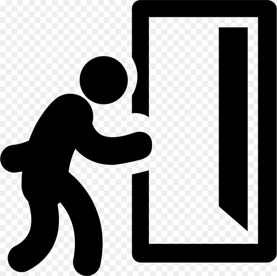 Exit Door Person Walking Through Door Clipart, Stencil, Silhouette, Symbol, Sign Free Transparent Png