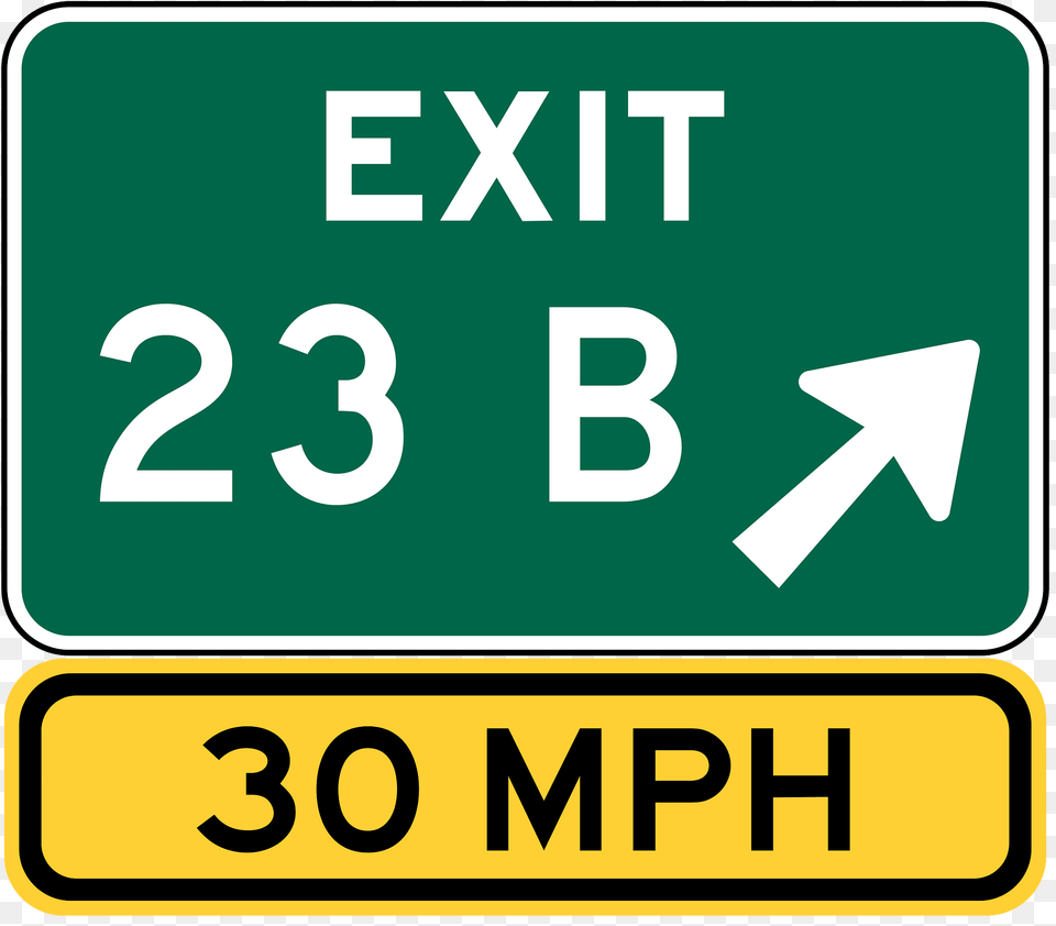 Exit Number Sign With Speed Advisory Clipart, Symbol, First Aid, Text, Road Sign Free Transparent Png