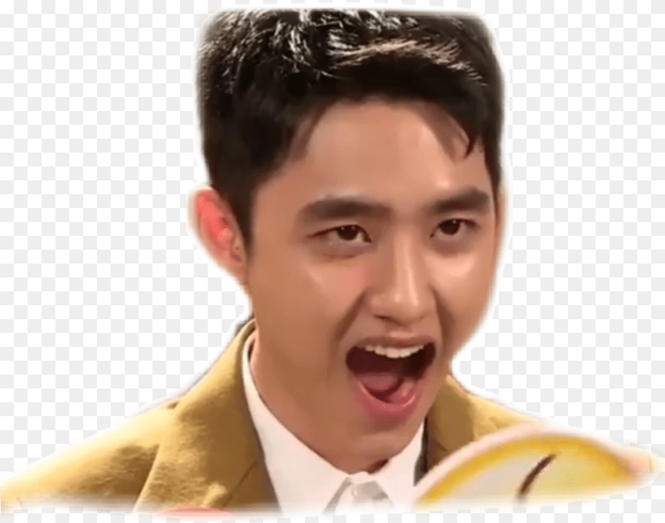Exo Do Dyo Kyungsoo Surprised Emoji Stickers Tongue, Adult, Face, Head, Male Free Png Download