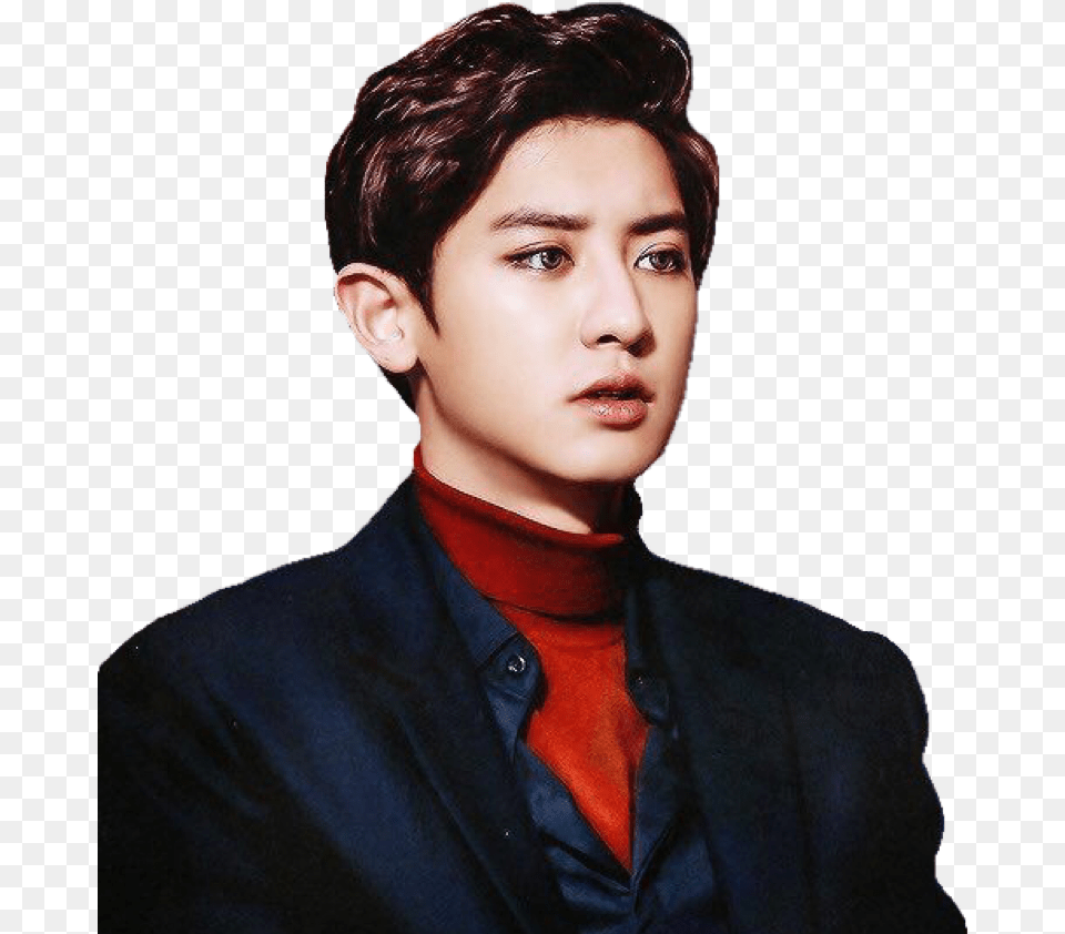 Exo Kpop Chanyeol Hd Black Blue Red Freetoedit Chanyeol With Eyeliner, Head, Person, Portrait, Photography Free Transparent Png