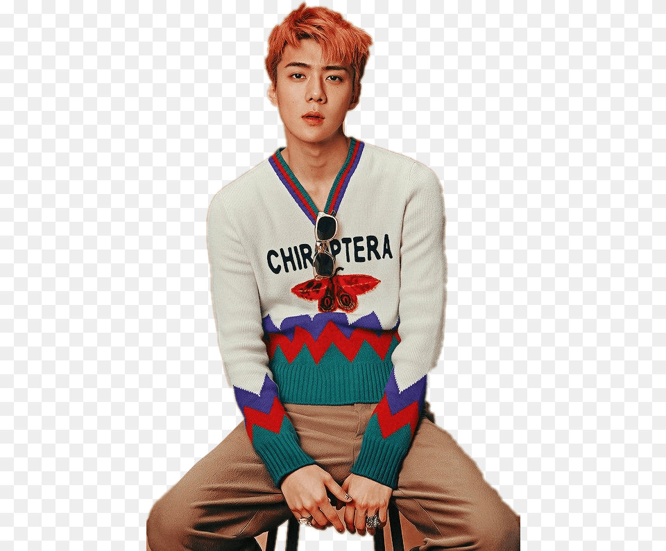 Exo Sehun Sehun Exo Sticker Exo Sehun Super Elle, Clothing, Knitwear, Sweater, Accessories Free Png Download