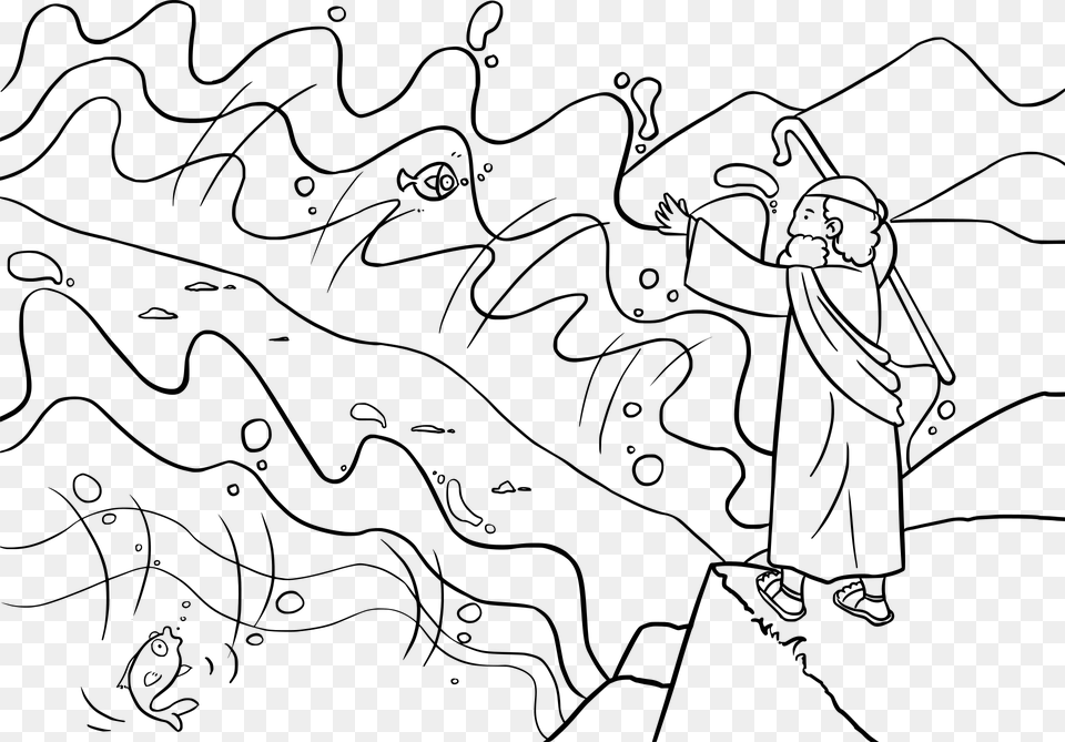 Exodus Bible Moses Egypt Ccx Jewish Judaism Moses And The Red Sea Coloring Sheet, Gray Free Png