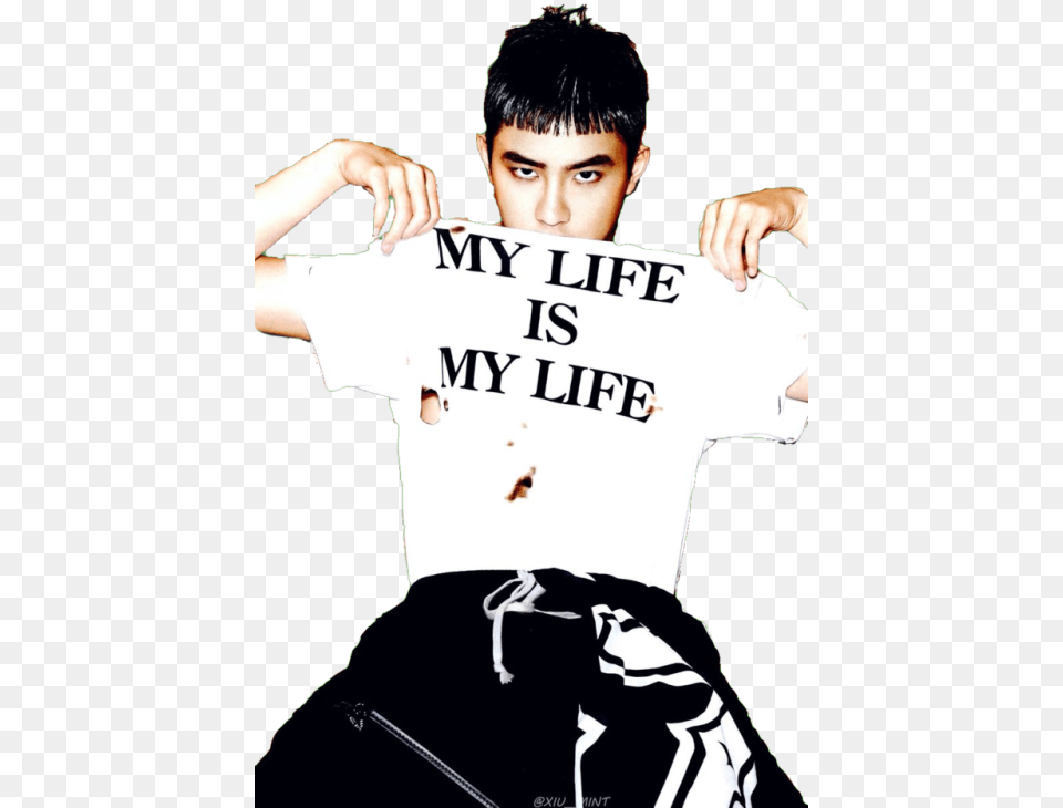 Exoexo Editexo Editskim Jonginbyun Baconbyun Kyungsoo My Life Is My Life, T-shirt, Person, Hand, Finger Png
