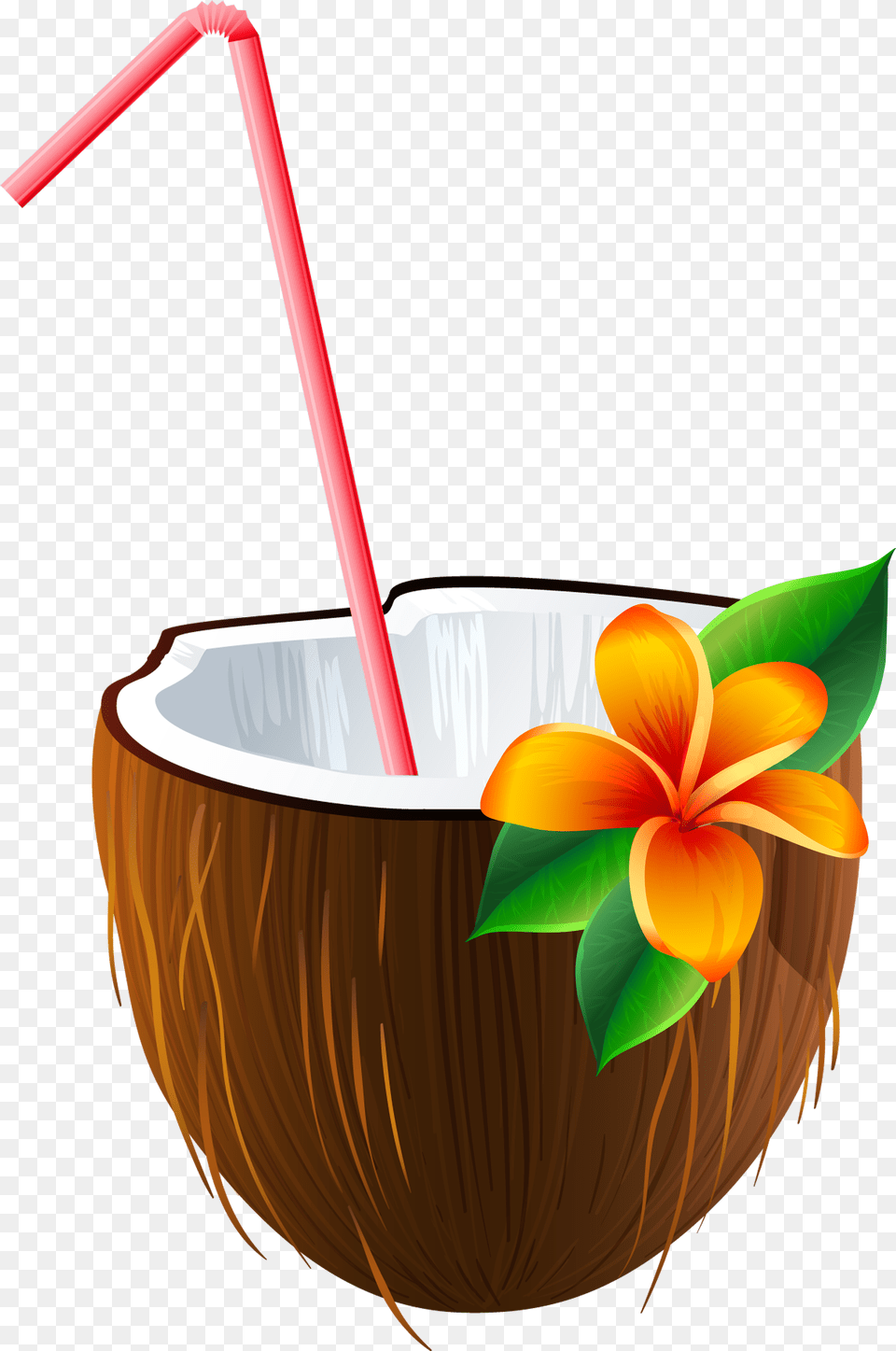 Exotic Coconut Cocktail Clipart Image Coconut Drink, Food, Fruit, Plant, Produce Free Png