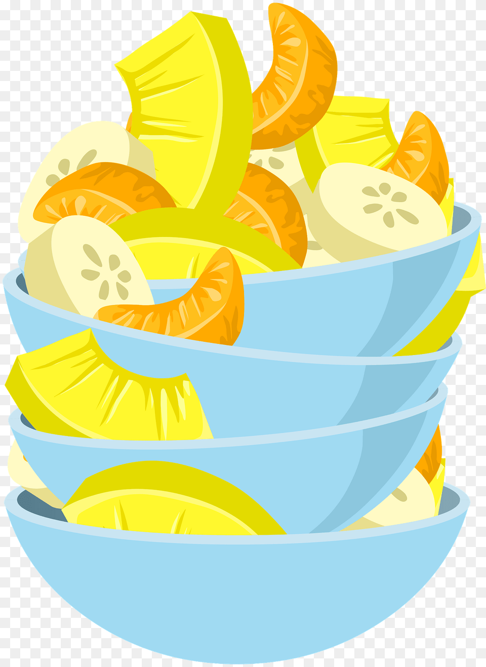 Exotic Fruit Salad In Blue Bowls Stacked Up Clipart, Birthday Cake, Plant, Food, Dessert Free Png