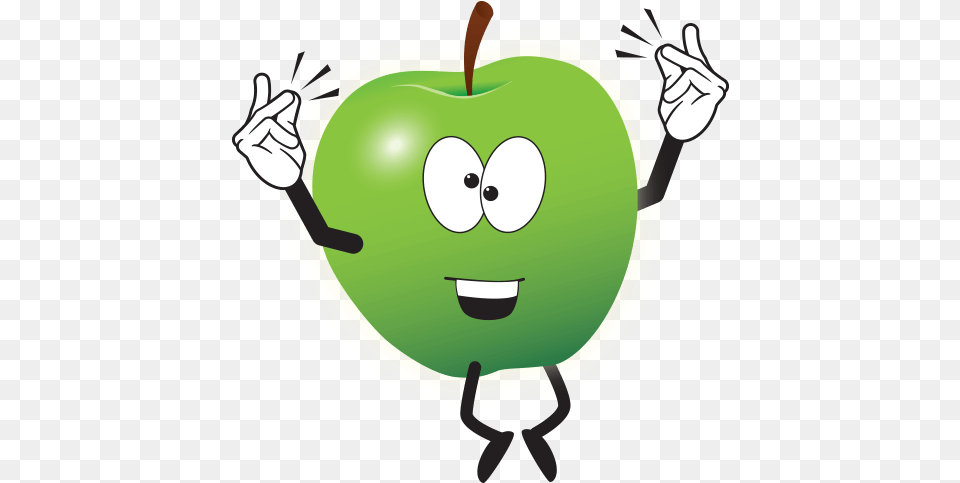 Expand To Explore Cartoon Green Apple Full Size Happy, Food, Fruit, Plant, Produce Free Png Download