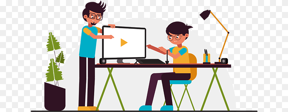 Explainer Video Animator, Table, Furniture, Desk, Person Free Png Download