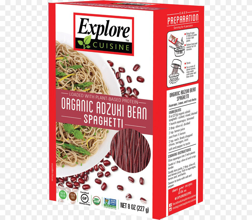 Explore Cuisine Organic Bean Pasta 5 Pack Of Explore Cuisine Organic Adzuki Bean Spaghetti, Food, Noodle Png