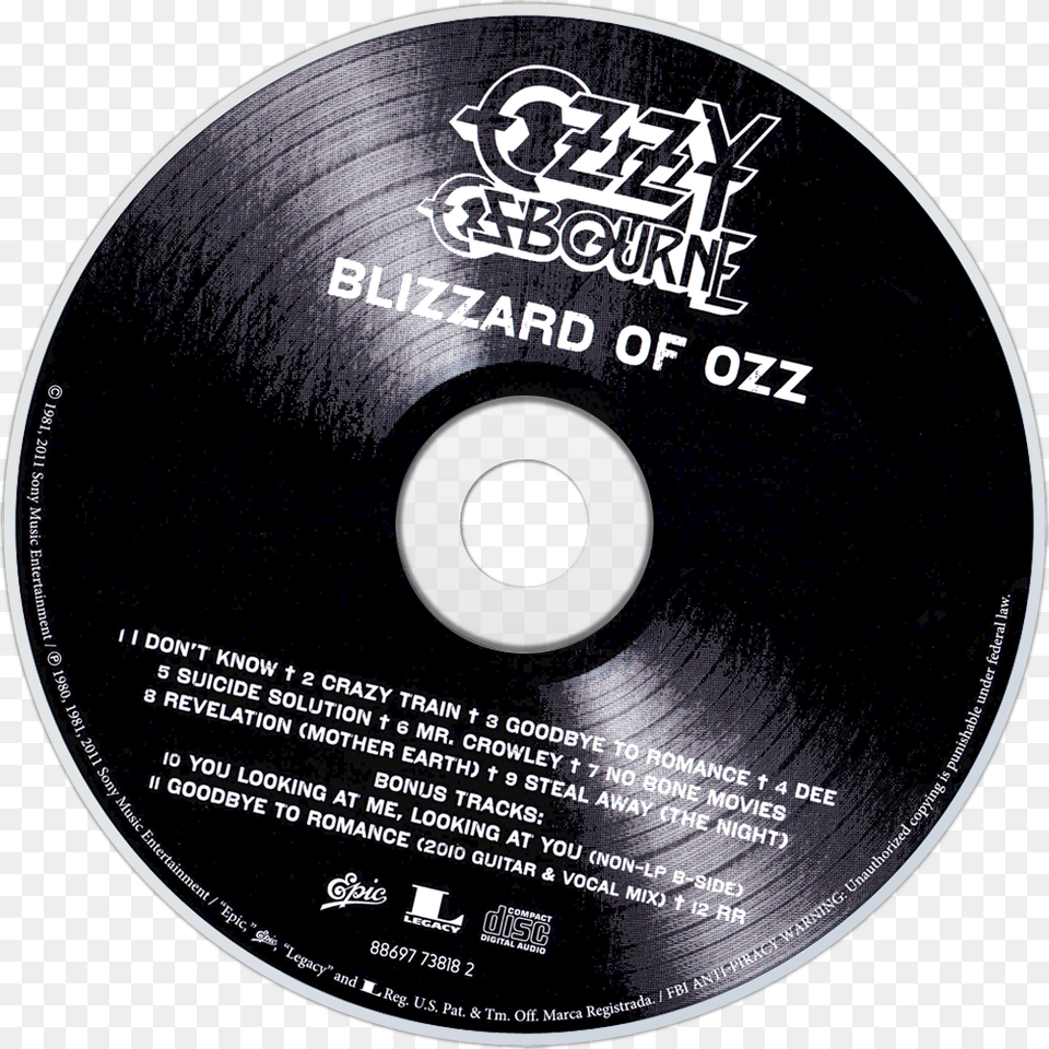 Explore More Images In The Music Category Ozzy Osbourne, Disk, Dvd Free Transparent Png