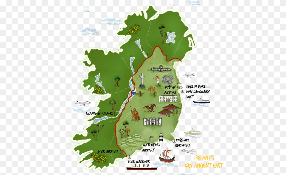 Explore The Region Irelands Ancient East Map, Water, Plot, Plant, Sea Png