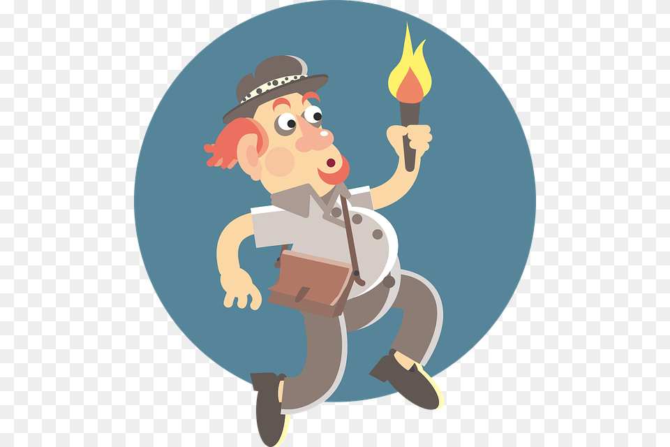 Explorer Man Light Torch Flame Adventure Explorer Man, Baby, Person, Face, Head Free Transparent Png