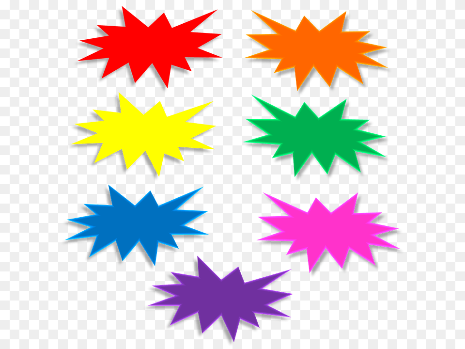 Explosion Clipart Rainbow, Star Symbol, Symbol, Leaf, Plant Free Transparent Png