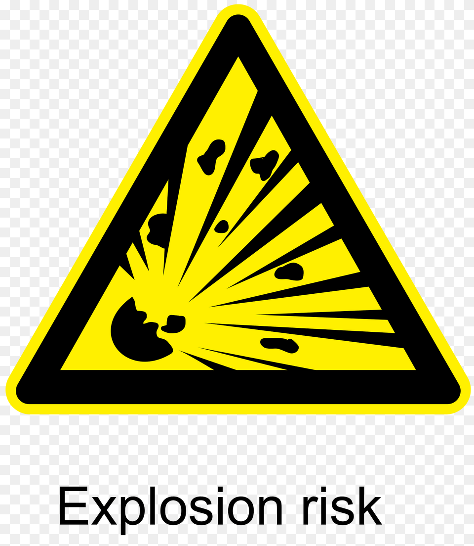 Explosion Risk Warning Sign Clipart, Symbol, Triangle, Road Sign Png