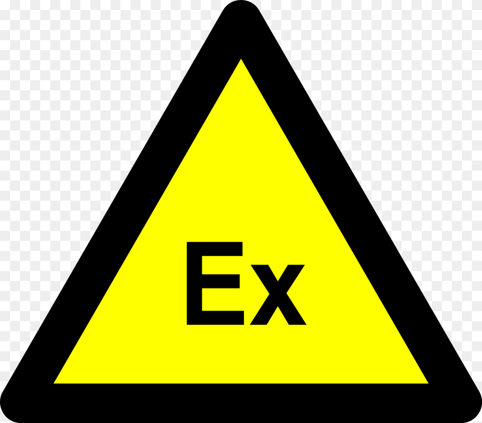 Explosive Atmosphere Ex Warning Sign Clipart, Symbol, Triangle, Road Sign Png
