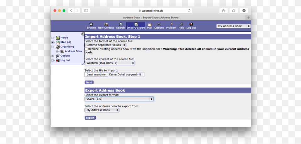 Export Address Book From Horde, File, Webpage, Text Png