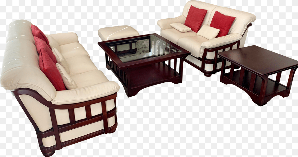 Exposed Cherry Wood Frame Italian Designer Leather Coffee Table Free Transparent Png