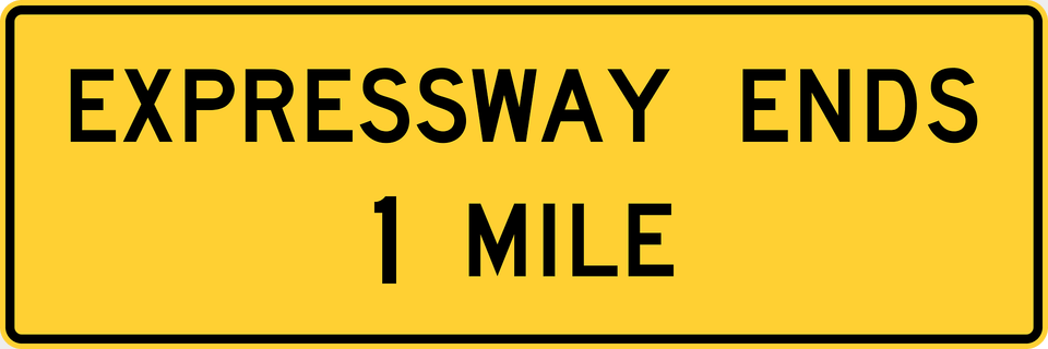 Expressway Ends 1 Mile Clipart, Sign, Symbol, Text, Road Sign Png