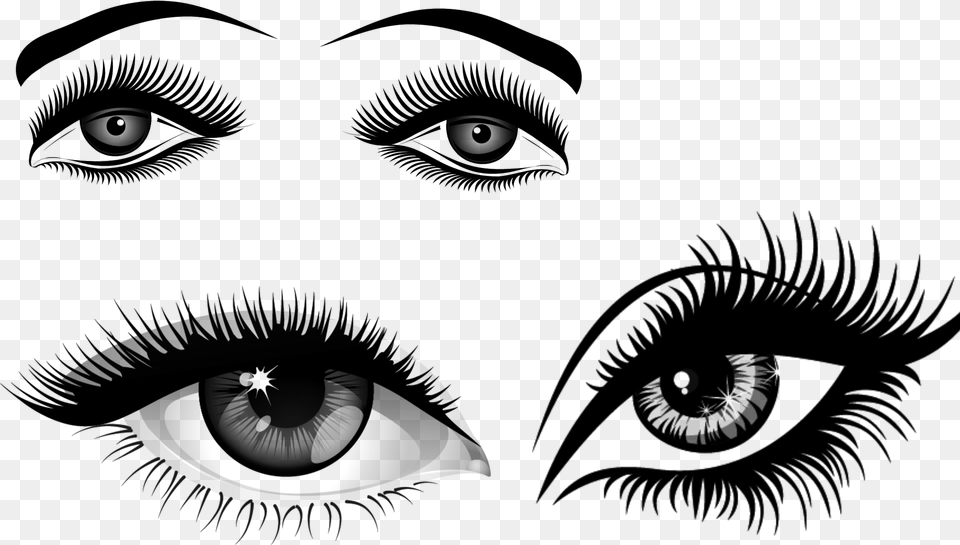 Extensions Clip Art Sketch Cartoon Eye With Lashes, Gray Png Image