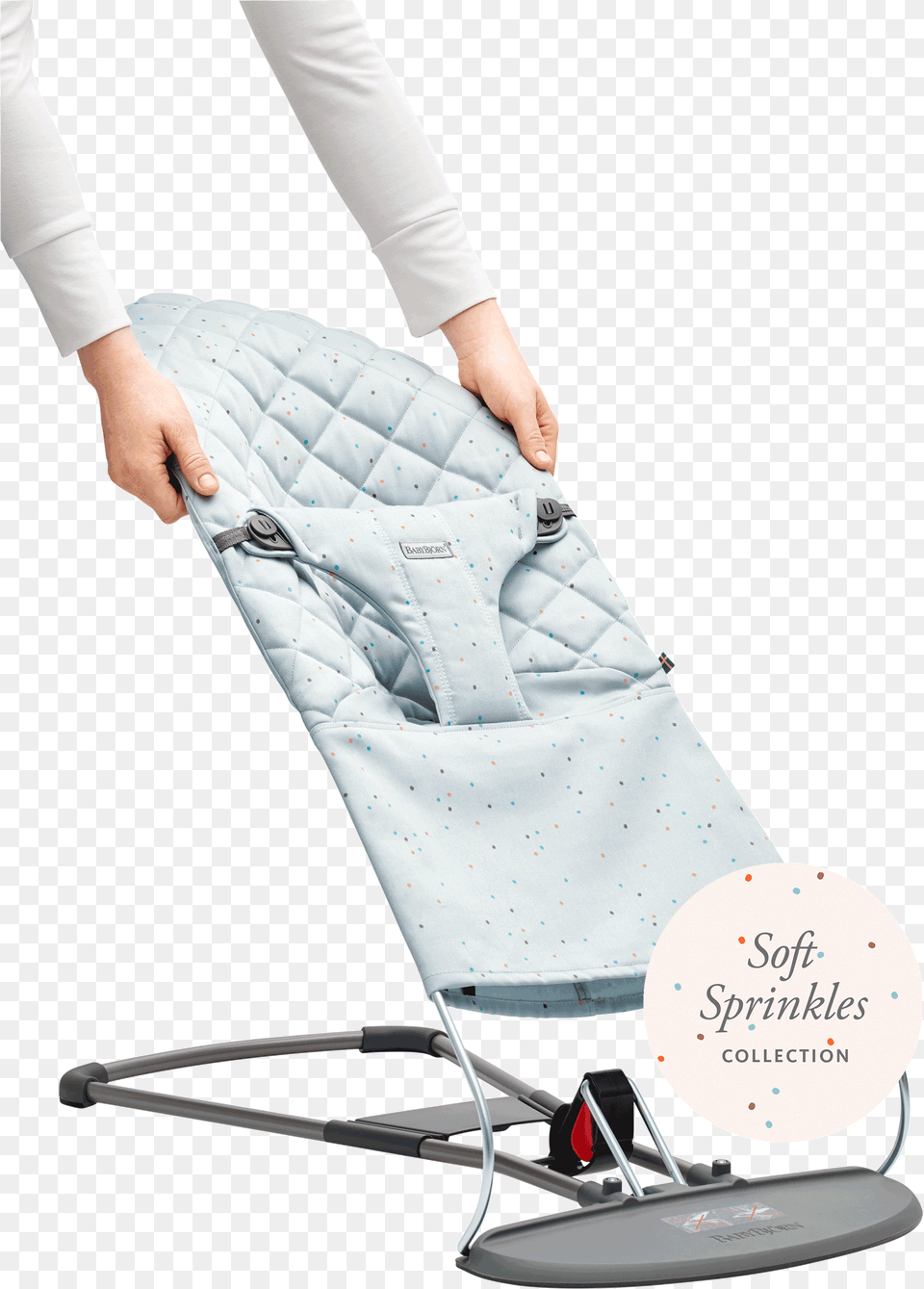 Extra Fabric Seat For Baby Bouncer Blue Sprinkles Housse Babybjorn, Furniture, Adult, Female, Person Png Image