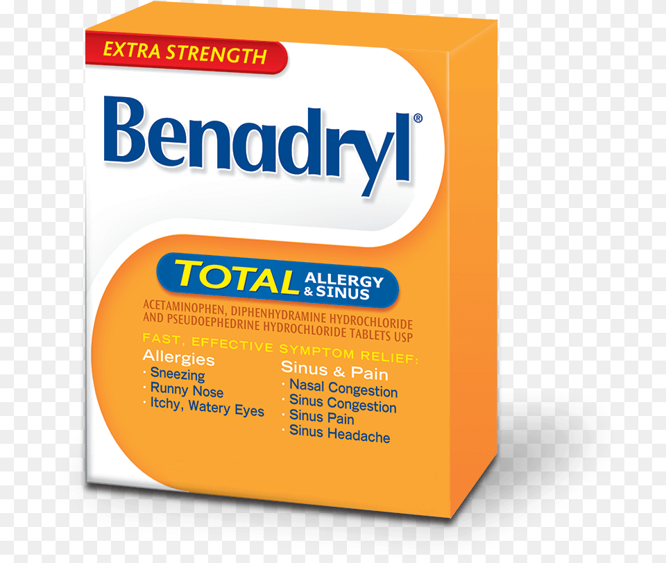 Extra Strength Benadryl Total Allergy Amp Sinus Allergy Benadryl Total Extra Strength, Advertisement, Poster Free Transparent Png