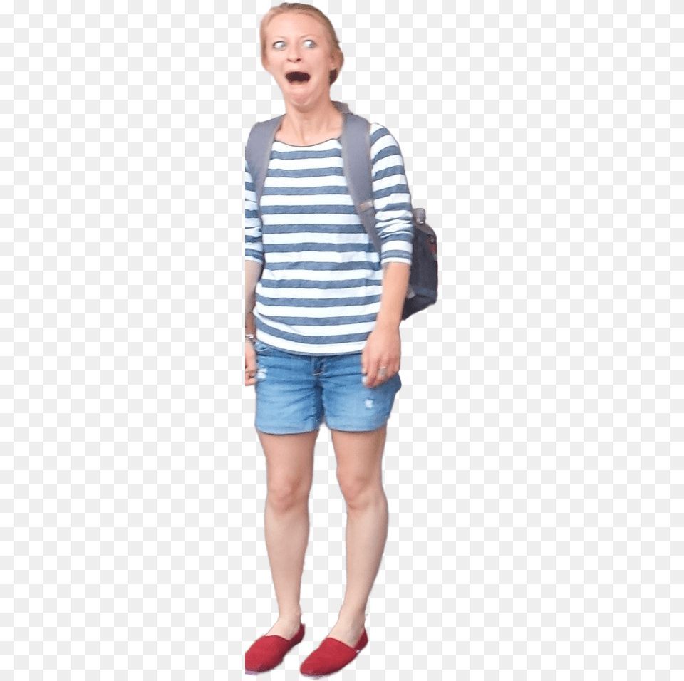 Extremely Surprisedshocked Girl Girl, Shorts, Clothing, Person, Bag Free Transparent Png