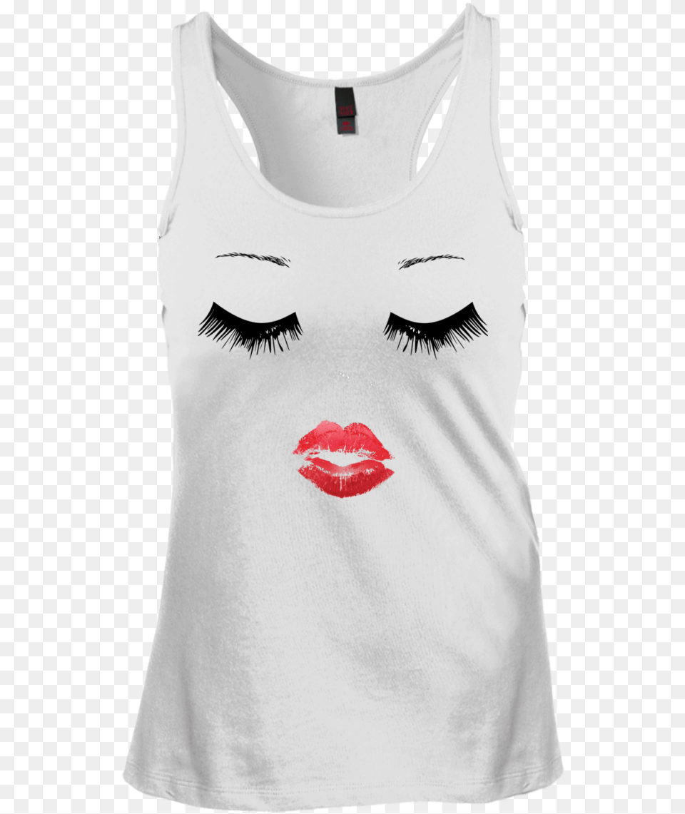 Eyelash Lip Print Racerback Tank Top Shirt, Clothing, Cosmetics, Lipstick, Tank Top Free Png Download